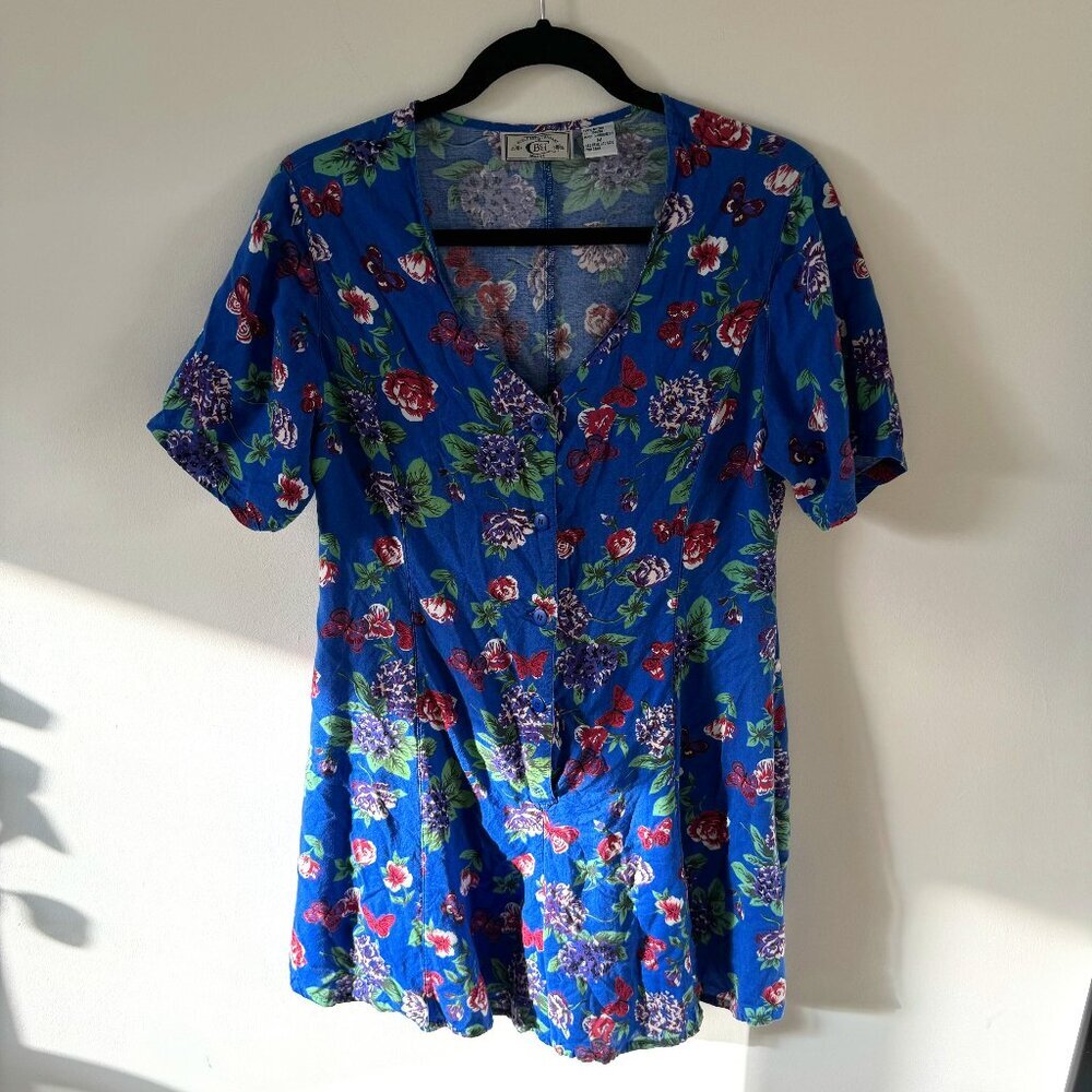 Vintage Floral Short Romper Playsuit Size M